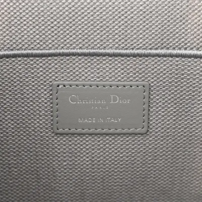 Dior Small DiorTravel Vanity Case Grey Cannage Embroidered Canvas Silver Hardware