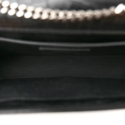 Saint Laurent Medium Kate Tassel Satchel Black Embossed Classic Monogram Calfskin & Crocodile Leather Silver Hardware