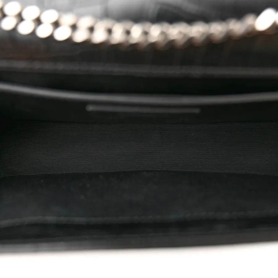 Saint Laurent Medium Kate Tassel Satchel Black Embossed Classic Monogram Calfskin & Crocodile Leather Silver Hardware