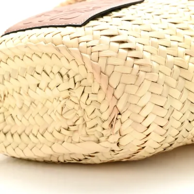 Loewe Leaf Palm Drawstring Bucket Bag Mini Natural/Tan Calfskin Leather