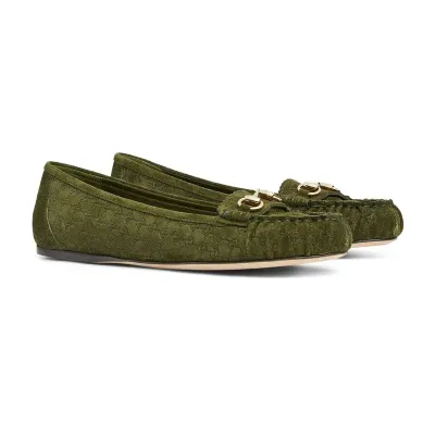 Gucci green round - toed casual shoes Flat Shoes