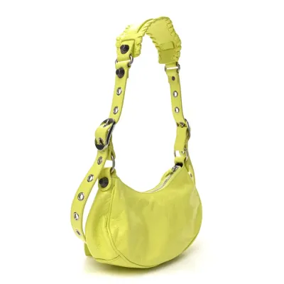 Balenciaga XS Le Cagole Shoulder Bag Lime Agneau Arena Leather Silver Hardware