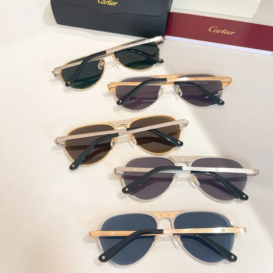 Cartier Pilot glasses blue gold/green gold/brown gold/grey gold/grey silver color Size 54口20-145