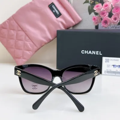 CHANEL square frame pearl glasses black purple color SIZE 54-17-140