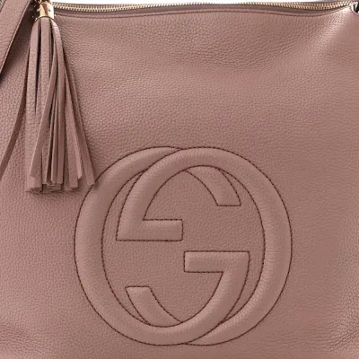 Gucci Large Soho Hobo Camel Pebbled Calfskin Leather Brass Hardware