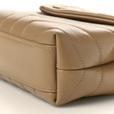 Saint Laurent Mini Loulou Crossbody Bag Dark Latte Y-Quilted Monogram Calfskin Leather Aged Gold Hardware