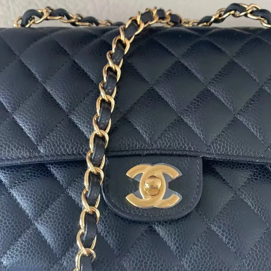 Chanel Double Flap Caviar Black Designer Handbags photo review