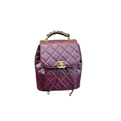 Chanel Black / White / Red / Apricot color Quilted Lambskin Leather Backpacks