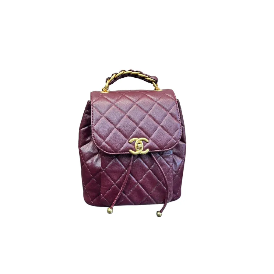 Chanel Black / White / Red / Apricot color Quilted Lambskin Leather Backpacks