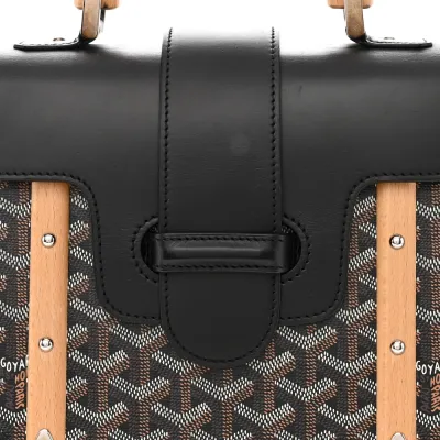 Goyard Saigon PM Black Goyardine Canvas Silver Hardware