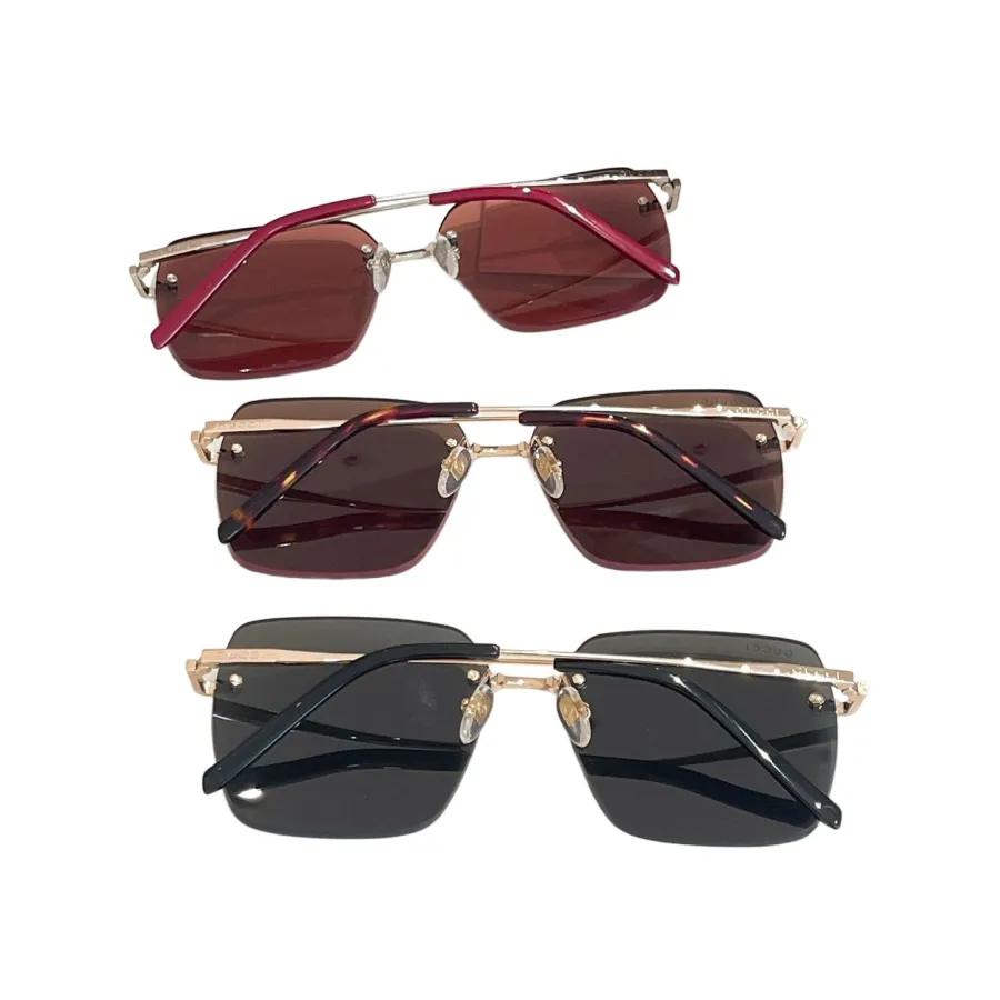 Gucci square frame glasses black/leopard brown/red color Size 60口15-145