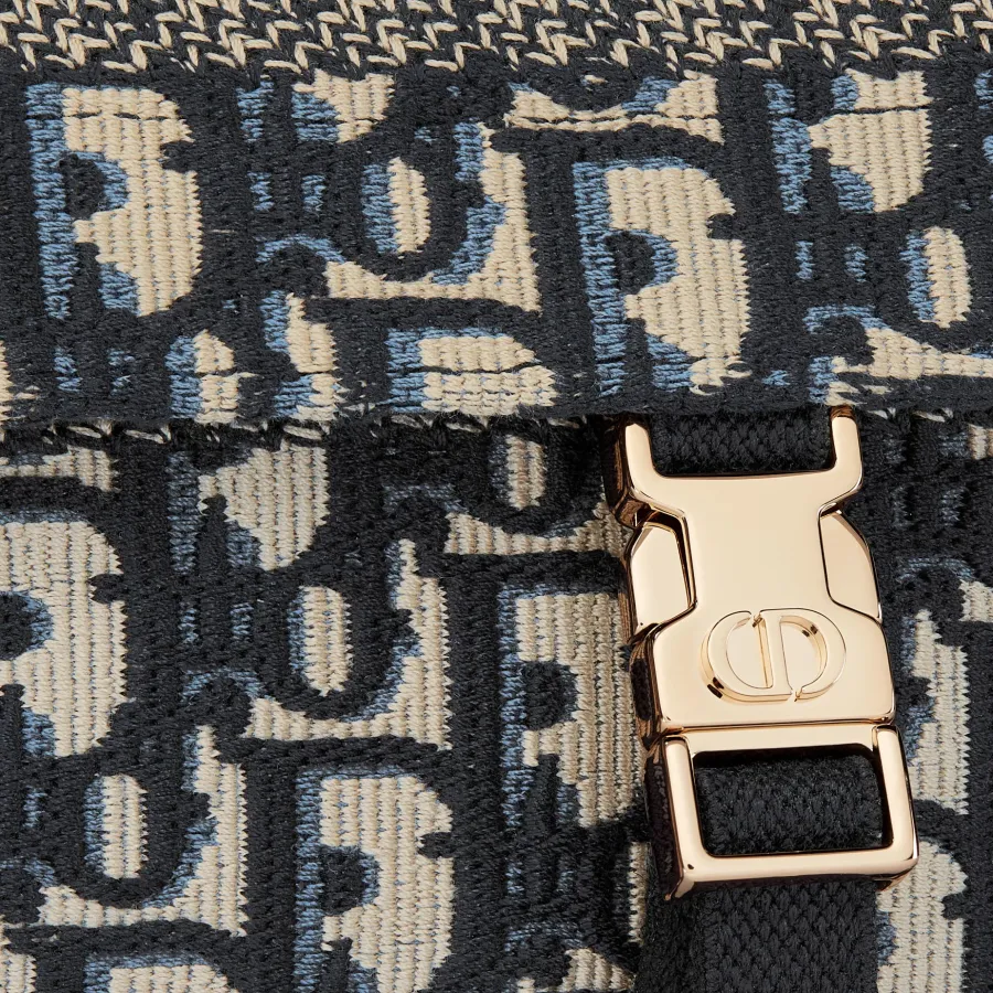 Dior Small Diorcamp Bag In Blue Dior Oblique Embroidery/Blue Dior Oblique Chambray-Effect Embroidery