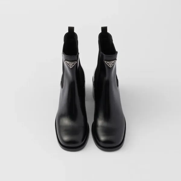 PRADA Black shiny leather ankle boots - Image 3