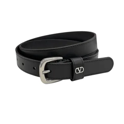 Valentino Square Buckle Belt In Brown/Black/Red/White Calfskin With Gold/Silver Hardware 25mm