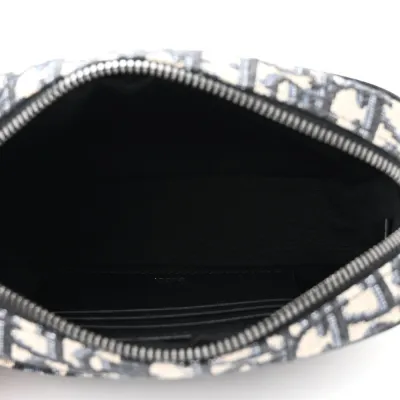 Dior Mini Safari Messenger Navy Blue Oblique Canvas Silver Hardware