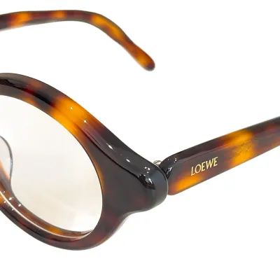 Loewe round frame glasses leopard/tawny/black/transparent color Size 48口21-140