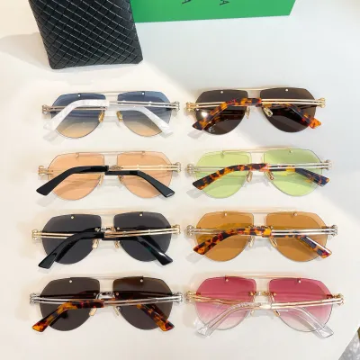 Bottega Veneta Pilot glasses leopard brown/blue/lime green/black/apricot/tawny/pink color Size 50口13-145