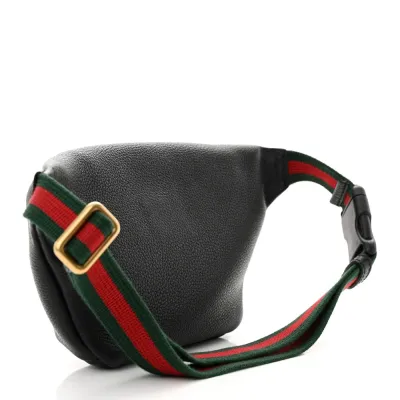 Gucci Small Logo Belt Bag Black Grained Calfskin Leather Aged Gold Hardware