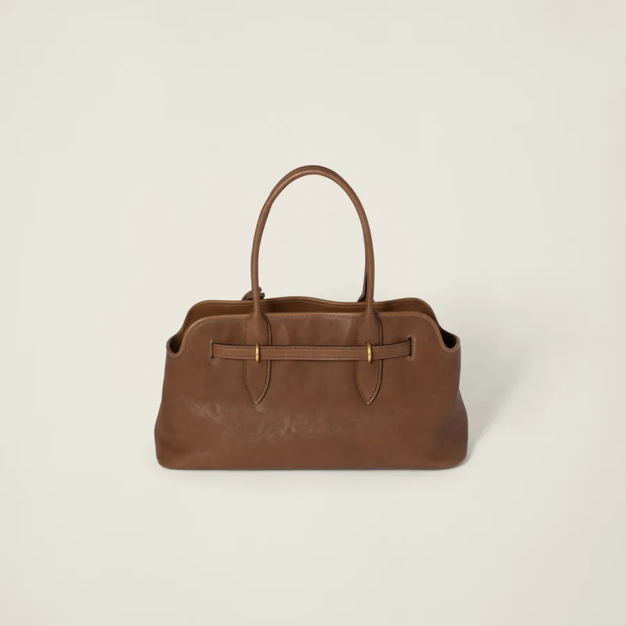Miu Miu Aventure Nappa Calfskin Leather Brown Top-Handle Bags