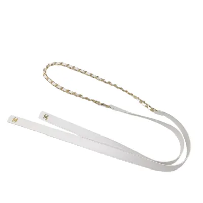 Chanel Women's Chain Belt In Black/White Lambskin With Gold/Silver Hardware