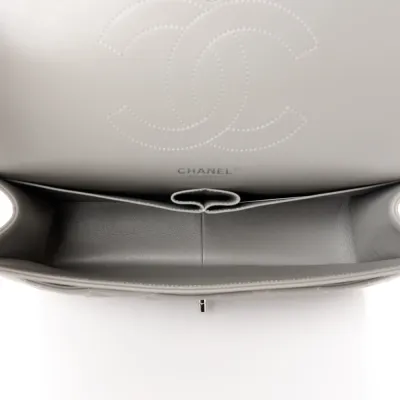 Chanel Double Flap Jumbo Grey Lambskin Bag