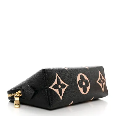 Louis Vuitton Cosmetic Pouch BB Black/Beige Giant Monogram Empreinte Leather