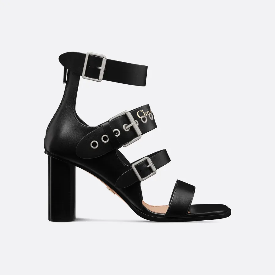 Dior black thick heel high-heeled sandals