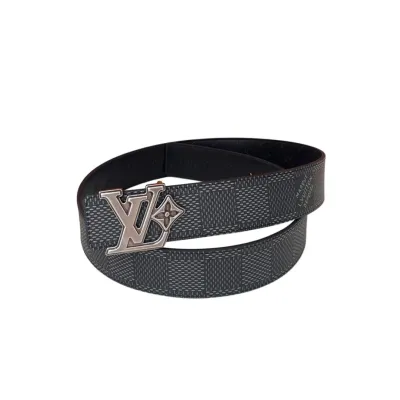 Louis Vuitton Men's Flower Buckle Reversible Belt In Black/Brown Calfskin And Damier Canvas With Gold/Silver Hardware 40mm