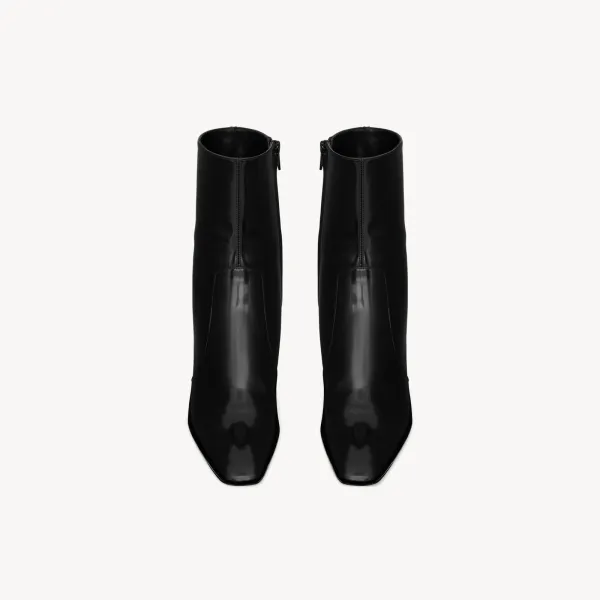 Yves Saint Laurent black mirror leather ankle boots - Image 3