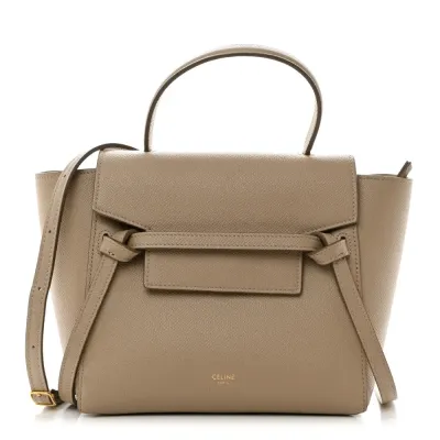 Celine Nano Belt Bag Light Taupe Grained Calfskin Leather Gold Hardware