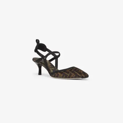 FENDI Black Chenille Medium  heel shoes