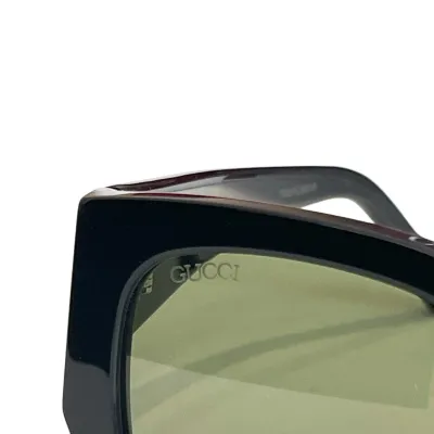 Gucci square frame glasses black/black gold/leopard/red/ivory color Size 52口17-145