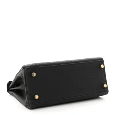 Hermès Kelly Retourne 25 Black Togo Leather Gold Hardware