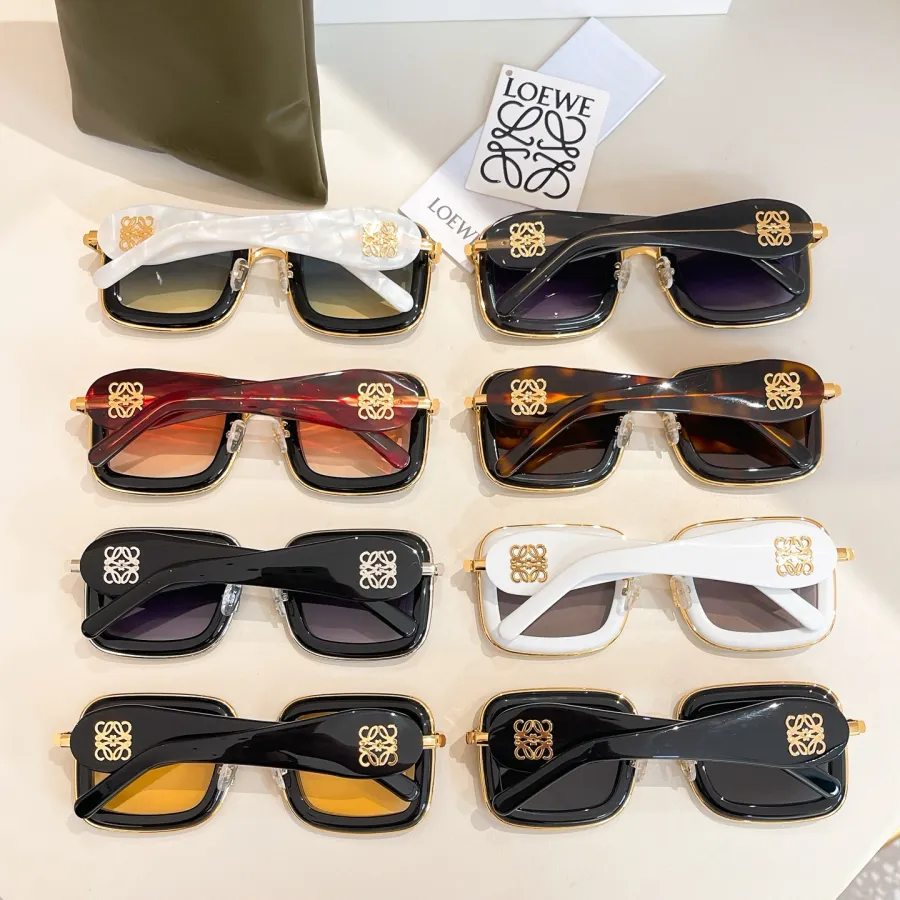 Loewe square frame glasses black white/white/black orange/black red/black/purple silver/purple gold/leopard color Size 49口27-140