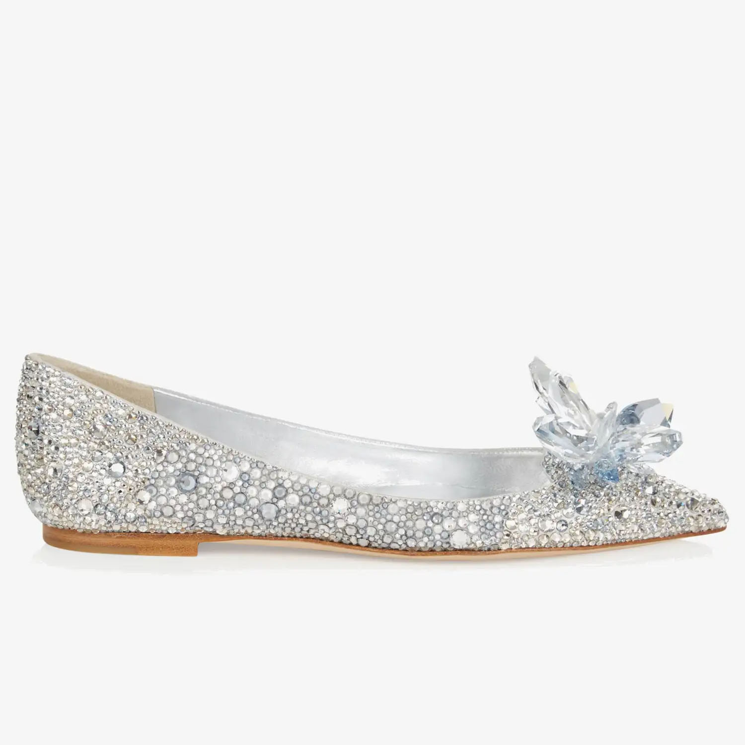 JIMMY CHOO sapatilhas de bico fino Crystal aplicado em couro