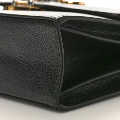 Gucci Small Zumi Shoulder Bag Black Grainy Calfskin Leather Mixed Metal Hardware