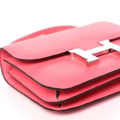 Hermès Constance 18 Rose Azalée Evercolor Leather Palladium Hardware