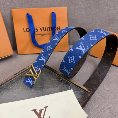 Louis Vuitton Men's Line Reversible Belt In Grey/Pink/Black/Blue/White/Green Monogram Canvas With Gold/Silver Hardware 40mm