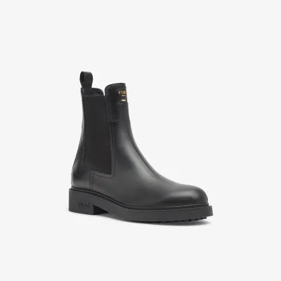 FENDI Black leather ankle boots