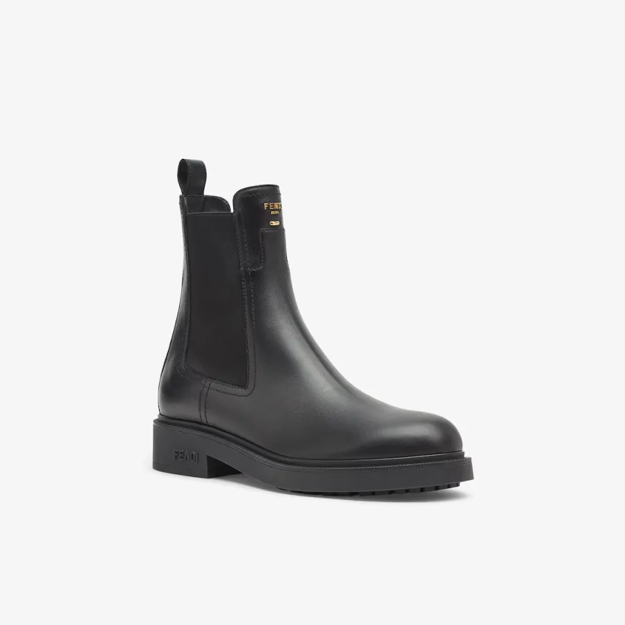 FENDI Black leather ankle boots