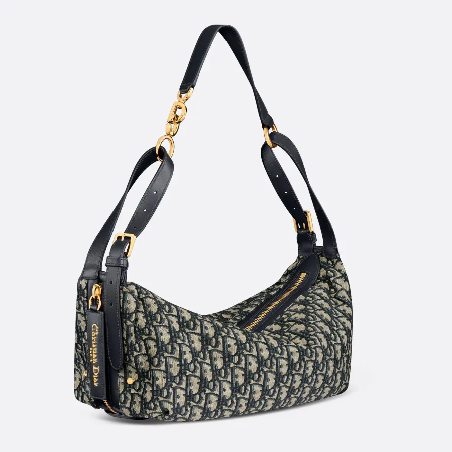 Dior Medium D-Journey Bag in Blue Dior Oblique Jacquard Gold Hardware