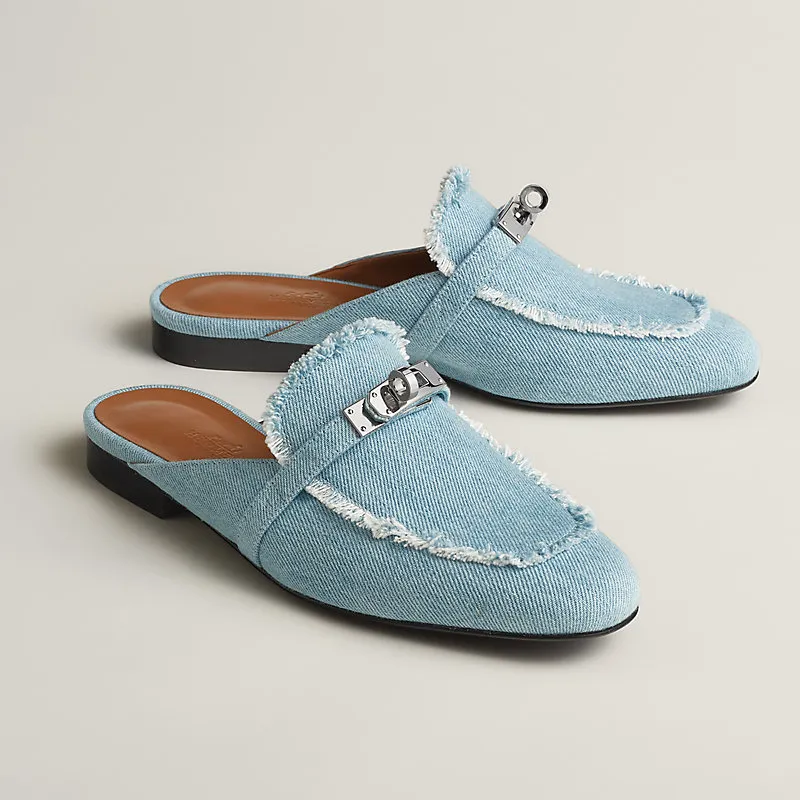 HERMES Oz Mule Blue Slippers