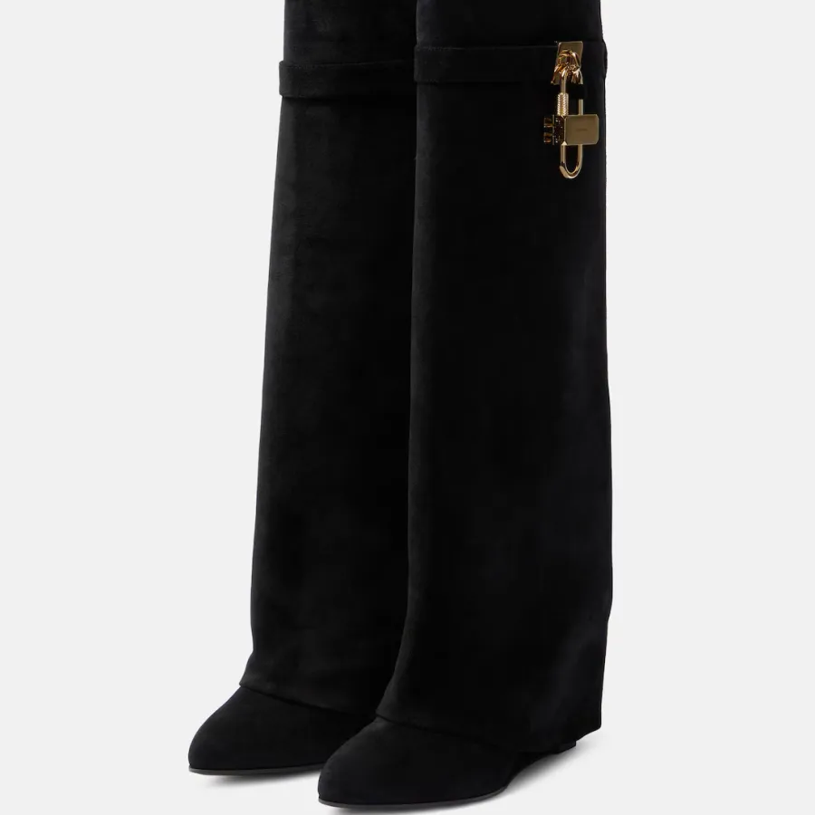 GIVENCHY Black suede knee-high boots