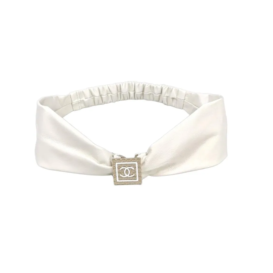 Chanel Women's Elastic Belt In Black/White Calfskin With Gold/Silver Hardware 50mm