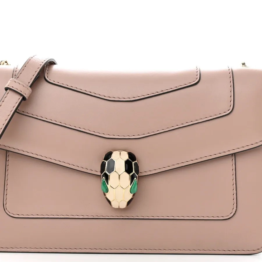 Bvlgari Mini Serpenti Forever Crossbody Bag Beige Calfskin Leather Gold Hardware