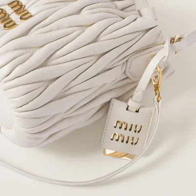 Miu Miu Matelassé Quilted Lambskin Leather white Bucket Bags