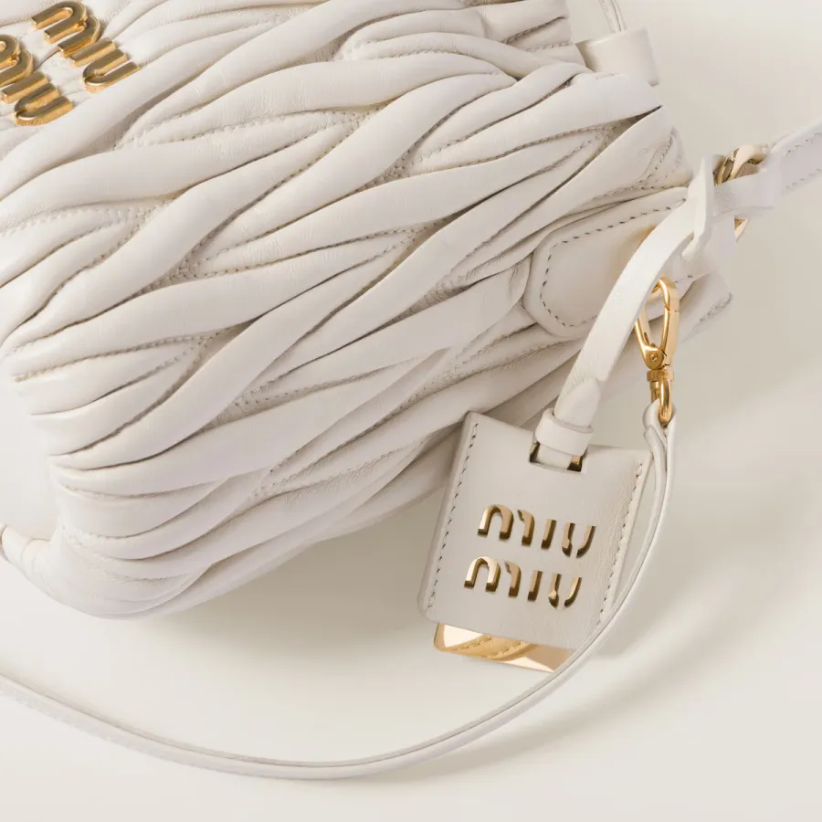 Miu Miu Matelassé Quilted Lambskin Leather white Bucket Bags