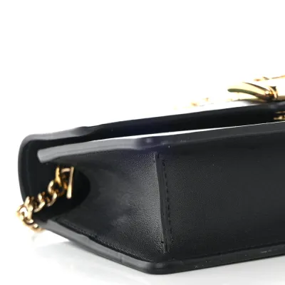 Gucci Super Mini Sylvie Chain Shoulder Bag Black Calfskin Leather Gold Hardware