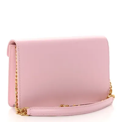Celine Triomphe Margo Wallet on Chain Pastel Pink Shiny Calfskin Leather Gold Hardware