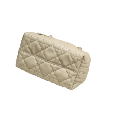Dior Small Dior Toujours Bag In Beige Macrocannage Calfskin With Light Gold Hardware